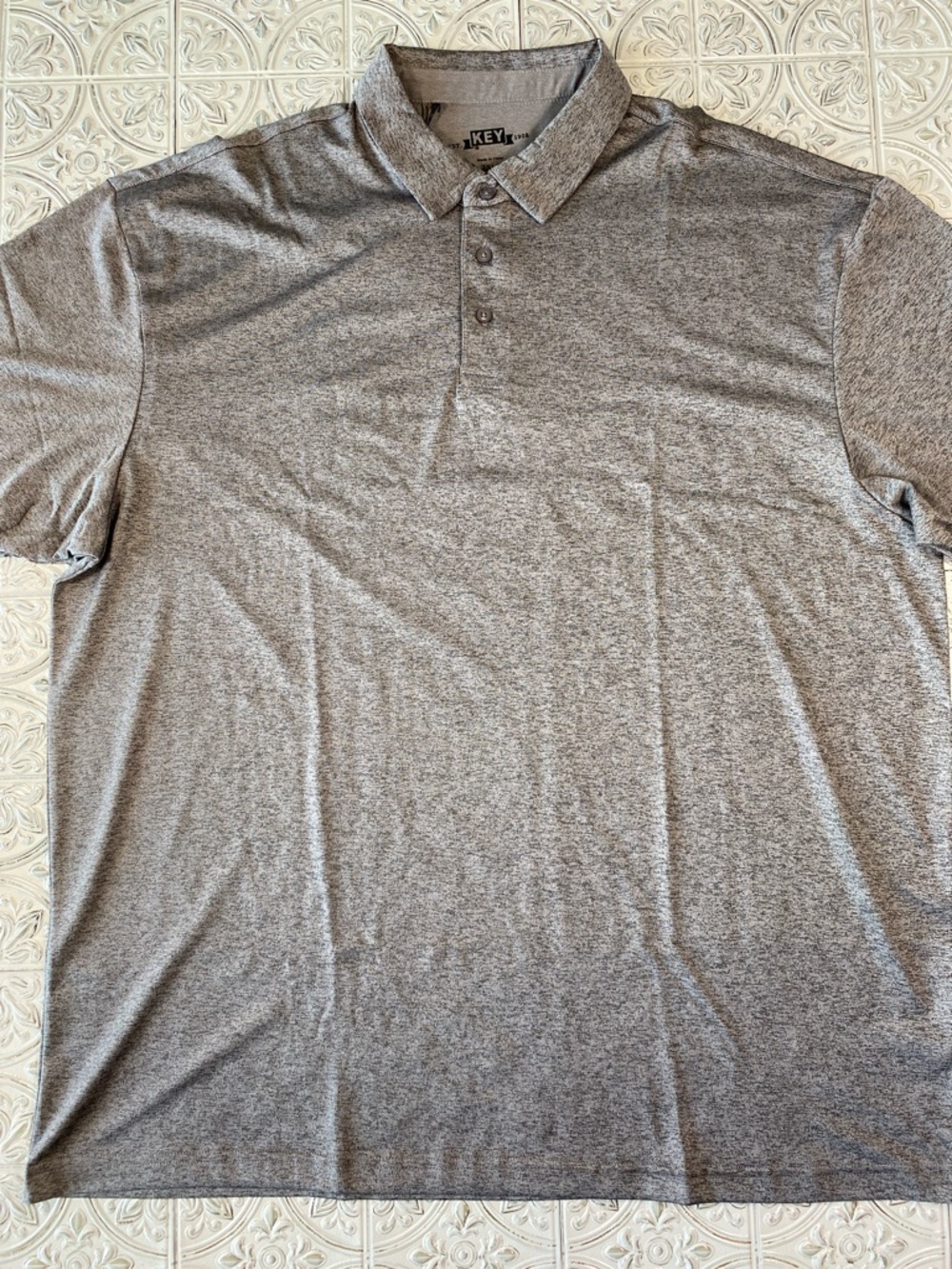 NWT KEY Apparel Men's Heather Gray Polo Shirt 2XLR